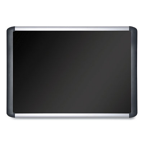 MasterVision Soft-touch Bulletin Board, 96 x 48, Black Fabric Surface, Aluminum/Black Aluminum Frame (MVI210301)