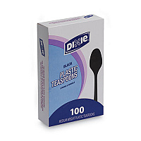 Dixie Plastic Cutlery, Heavy Mediumweight Teaspoons, Black, 100/Box (TM507)