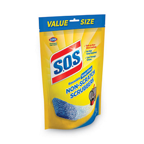 S.O.S. Non-Scratch Soap Scrubbers, Blue, 8/Pack, 6 Packs/Carton (10005)