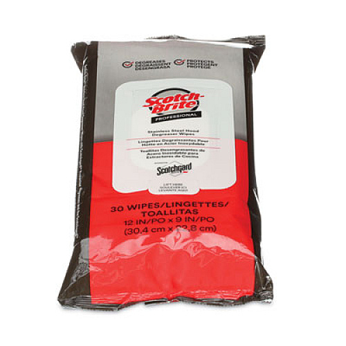 Stainless Steel Hood Degreaser Wipes, 9 x 12, Unscented, 30 Wipes/Pack, 6 Packs/Carton