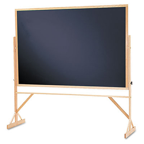 Quartet Reversible Chalkboard, 72 x 48, Black Surface, Oak Hardwood Frame (WTR406810)