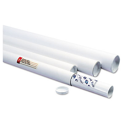 White Mailing Tubes, 36" Long, 3" Diameter, White, 25/Carton