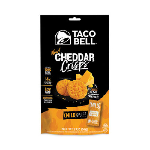 Taco Bell Cheddar Crisps, Mild Sauce Flavor, 2 oz Bag, 9/Box (43816