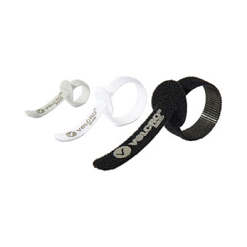 Velcro Portable Cord Ties, (4) 3" x 0.25"/ (4) 5" x 0.38"/ (4) 7" x 0.5", Black/Gray/White, 12/Pack Cable Tie - Multi - 12 / Pack (30816)