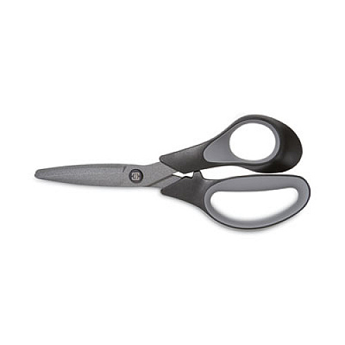 Non-Stick Titanium-Coated Scissors, 7" Long, 2.88" Cut Length, Straight Black/Gray Handle, Gun-Metal Gray Blades