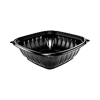 PresentaBowls Pro Black Square Bowls, 48 oz, 8.5 x 8.5 x 2.6, Plastic, 63/Bag, 4 Bags/Carton