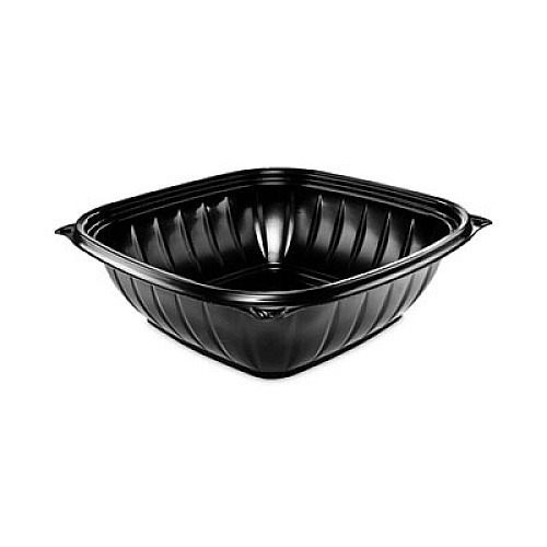 PresentaBowls Pro Black Square Bowls, 48 oz, 8.5 x 8.5 x 2.6, Plastic, 63/Bag, 4 Bags/Carton