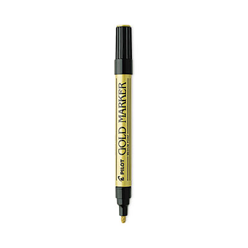 Pilot Creative Art and Crafts Marker, Medium 4.5 mm Brush Tip, Gold 1 mm Medium Marker Point - Gold Ink - Gold Barrel - 1 Each (41700)