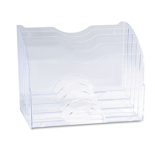 Rubbermaid Optimizers Multifunctional Two-Way Organizer, 5 Sections, Letter Size Files, 8.75" x 10.38" x 13.63", Clear (94610ROS)