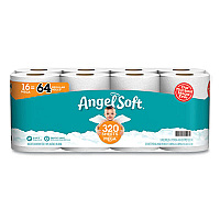Angel Soft&reg; Mega Toilet Paper, Septic Safe, 2-Ply, White, 320 Sheets/Roll, 16 Rolls/Pack (7942301)