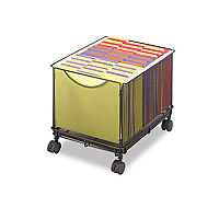 Onyx Mesh Mobile File Cube, Metal, 1 Bin, 13.5" x 16.75" x 13", Black