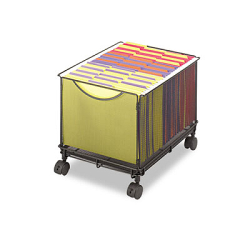 Onyx Mesh Mobile File Cube, Metal, 1 Bin, 13.5" x 16.75" x 13", Black
