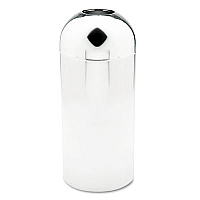 Dome Top Receptacle with Open Top, 15 gal, Steel, Chrome