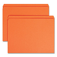 Smead Reinforced Top Tab Colored File Folders, Straight Tabs, Letter Size, 0.75" Expansion, Orange, 100/Box 8 1/2" x 11" - 3/4" Expansion - 11 pt. - 2 Plys - Orange - Reinforced Tab - 10% Recycled - 100 / Box (12510)