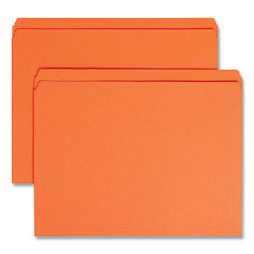 Smead Reinforced Top Tab Colored File Folders, Straight Tabs, Letter Size, 0.75" Expansion, Orange, 100/Box 8 1/2" x 11" - 3/4" Expansion - 11 pt. - 2 Plys - Orange - Reinforced Tab - 10% Recycled - 100 / Box (12510)
