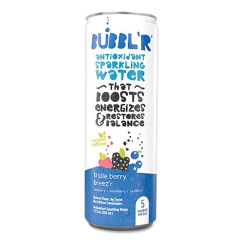 Bubbl'r Antioxidant Sparkling Water, Triple Berry Breez'r, 12 oz Can