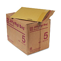 Sealed Air Jiffy Rigi Bag Mailer, #5, Square Flap, Self-Adhesive Closure, 10.5 x 14, Natural Kraft, 150/Carton Shipping - #5 - 10 1/2