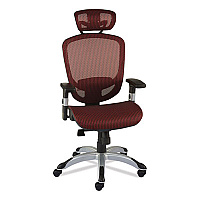 Union & Scale FlexFit Hyken Mesh Task Chair, Supports Up to 275 lb, 17.24" to 20.98" Seat Height, Maroon Seat/Back, Silver/Black Base (59462VCC)