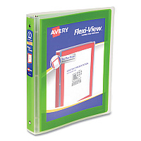 Flexi-View Binder with Round Rings, 3 Rings, 1" Capacity, 11 x 8.5, Green