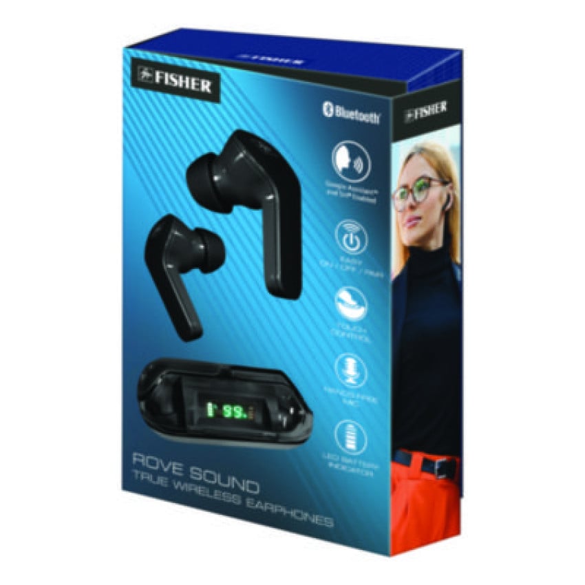 Fisher Rove Sound True Wireless Earphones, Black (FTW377K