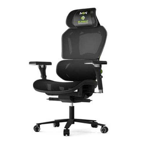 Eureka Typhon Hybrid Chair, Supports Up to 220 lb, 18.5" to 22.05" Seat Height, Black Mesh Seat, Black/Green Mesh Back, Black Base (GC05G)