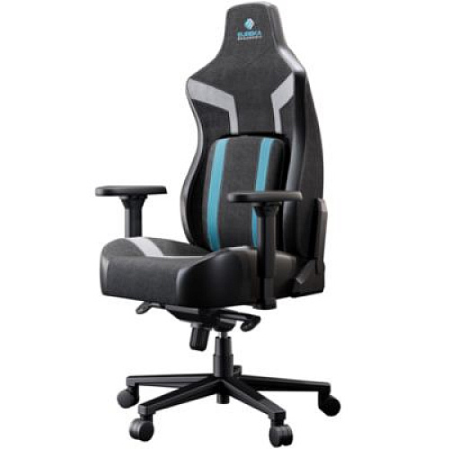 Eureka Python II Ergonomic Chair, Supports up to 300 lb, 18.88" to 22.83" Seat Height, Black Fabric Seat, Black/Blue Fabric Back (GC08BU)