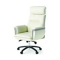 Eureka Royal Executive Office Chair, Support up to 300 lb, 19.46"-22.26" Seat Height, White PU Leather Seat, White Faux Leather Back (OC003OW)