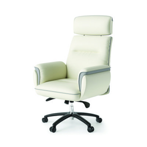 Eureka Royal Executive Office Chair, Support up to 300 lb, 19.46"-22.26" Seat Height, White PU Leather Seat, White Faux Leather Back (OC003OW)