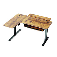 Eureka L-Shaped Standing Desk with Keyboard Tray, Left Desk, 61.25" x 43.25" x 34.38" to 52.88", Rustic Brown/Black (L60LRB)