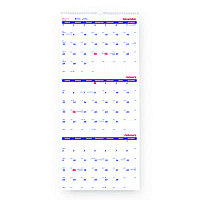 Brownline Three-Month Wall Calendar, 12.25" x 27", White/Blue Sheets, 14-Month: Dec 2025 to Jan 2027 (C171128)