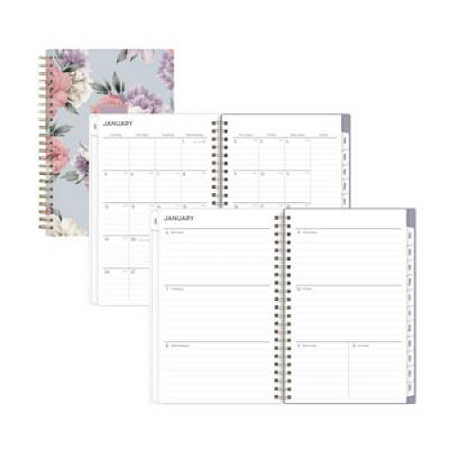 Blue Sky Tula Weekly/Monthly Planner, Floral Artwork, 8" x 5", Purple/Pink/White Cover, 12-Month (Jan to Dec): 2026 (143974)