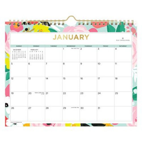 Blue Sky Day Designer Secret Garden Mint Monthly Wall Calendar, Floral Artwork, 11 x 8.75, Multicolor Sheets, 12-Month (Jan-Dec): 2026 (148632)