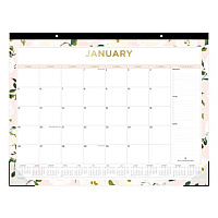 Blue Sky Day Designer Coming Up Roses Monthly Desk Pad Calendar, Floral Artwork, 22 x 17, Cream/Blush Sheets, 12-Month (Jan-Dec): 2026 (138198)
