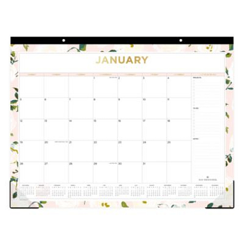 Blue Sky Day Designer Coming Up Roses Monthly Desk Pad Calendar, Floral Artwork, 22 x 17, Cream/Blush Sheets, 12-Month (Jan-Dec): 2026 (138198)