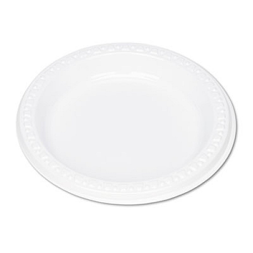 Plastic Dinnerware, Plates, 6" dia, White, 125/Pack