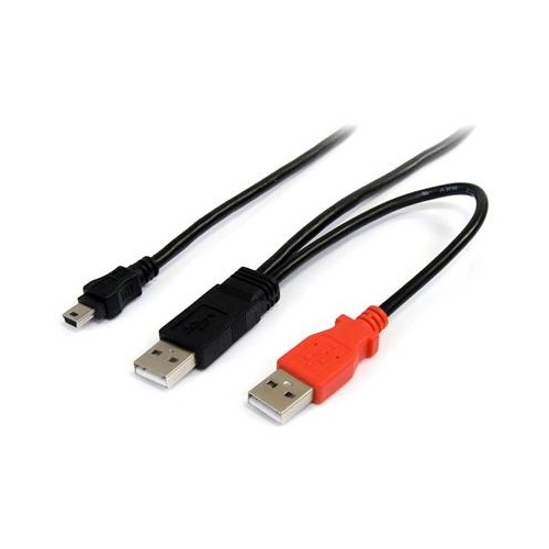 StarTech 1 Ft Usb Y Cable For External Hard Drive (USB2HABMY1)