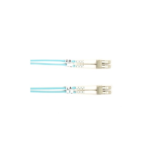 Black Box Om3 50/125 Multimode Fiber Optic Patch Cable - Ofnr Pvc, Lc To Lc, Aqua, 2-m (6.5-ft.) (FO10G002MLCLC)