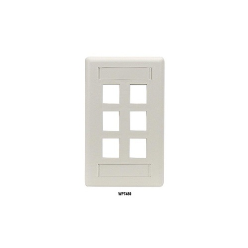 Black Box Keystone Wallplate - Single-gang, 6-port, Office White, Gsa, Taa (WPT480)