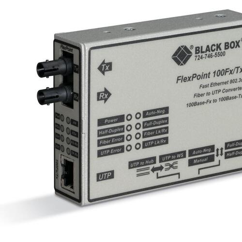 Black Box Fast Ethernet (100-mbps) Media Converter - 100-mbps Copper To 100-mbps Singlemode Fiber, 1310nm, 25km, St, Gsa, Taa (LMC213ASMSTR2)