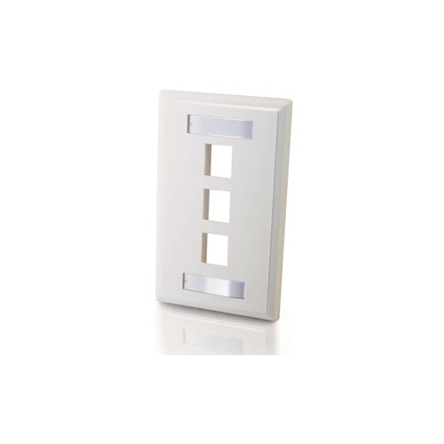 C2G 3-port Keystone Wall Plate - White (03412)
