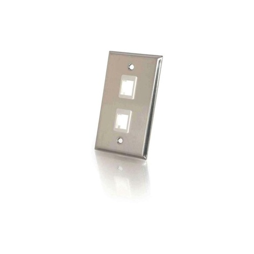 C2G 2-port Keystone Wall Plate-stainless (37094)