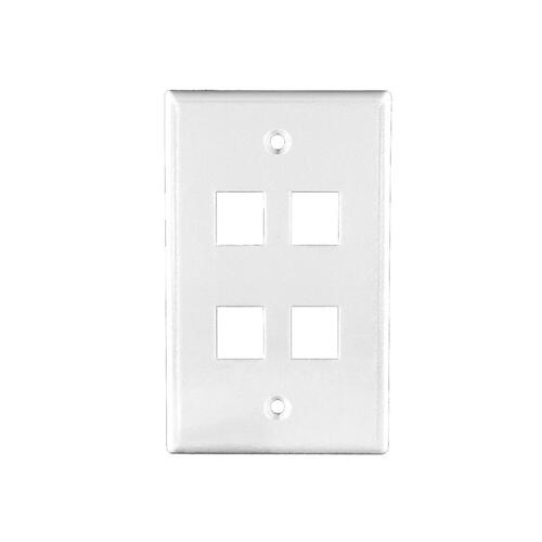 Weltron 4 Port Single Gang Keystone Faceplace Wh (44794WH)