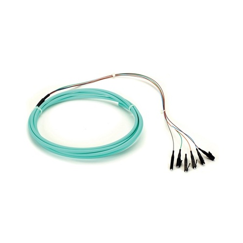 Black Box Om3 50-micron Multimode Fiber Optic Pigtail - 12-strand, Ofnr, Pvc, Lc, Aqua, 3-m (9.6-ft.) (FOPT50M3LC12AQ3)