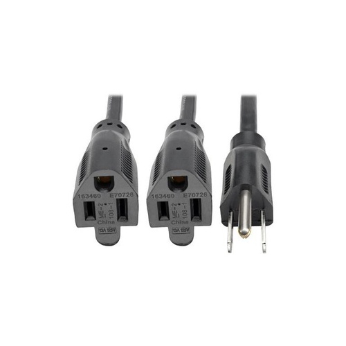 Tripp Lite 18in Y-splitter Cord 16awg 5-15p/5-15r (P02418N13A2R)