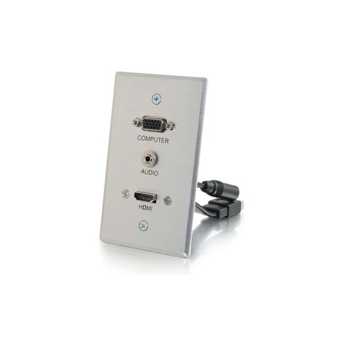 C2G Hdmi, Vga + 3.5mm Single Gang Wall Plate (60144)