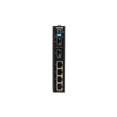 Black Box Gigabit Ethernet(1000-mbps) Extreme Temperature Switch-(4) 10/100/1000-mbps Copper Rj45,(2) 100/1000-mbps Sfp, Gsa, Taa (LGH1006A)