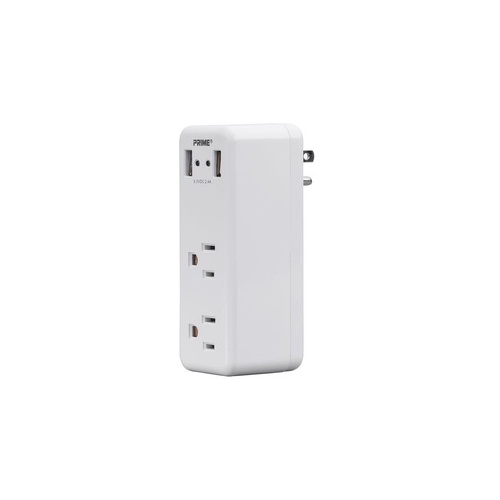 Monoprice 2 Outlet Power Wall Tap With 2 Port 2.4 Usb Charger_ White (27865)