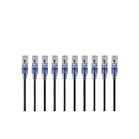 Monoprice Slimrun Cat6a Ethernet Patch Cable - Snagless Rj45_ Utp_ Pure Bare Copper Wire_ 10g_ 30awg_ 2ft_ Black_ 10-pack (29437)