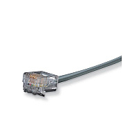 Black Box Flat Satin Telco Patch Cable - Stranded, Unshielded, Pvc, Straight-pin, 4-wire, Rj11, Male/male, Gray, 14-ft. (4.2-m) (EL04MS14)