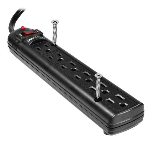 Weltron 6-outlet Surge Protector, 25ft Cord (WSP600PLF25BK)